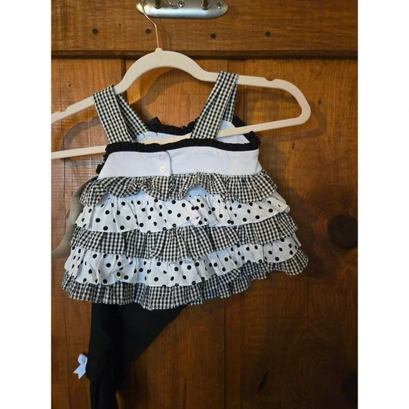 NWT - RARE EDITIONS Toddler Girls 24M 2 Piece Ruffle Tunic Legging Set B&W - Picture 4 of 8